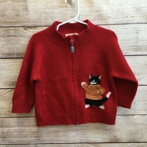 HIKOSEN CARA ZIP FRONT SWEATER WITH ADORABLE CAT‎